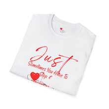 Load image into Gallery viewer, &quot;JUST BREATHE&quot; Unisex Softstyle T-Shirt RED LETTERING
