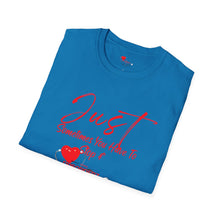 Load image into Gallery viewer, &quot;JUST BREATHE&quot; Unisex Softstyle T-Shirt RED LETTERING

