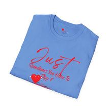 Load image into Gallery viewer, &quot;JUST BREATHE&quot; Unisex Softstyle T-Shirt RED LETTERING
