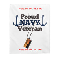 Load image into Gallery viewer, PROUD NAVY VET Velveteen Plush Blanket

