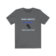 Load image into Gallery viewer, TELL&#39;EM UNC Unisex RISE ABOVE THE LABEL BLK TAG Short Sleeve Tee
