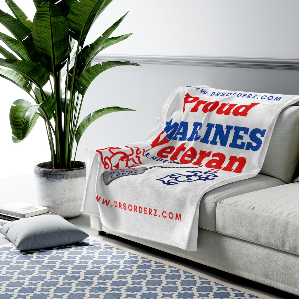 PROUD MARINES VETERAN Velveteen Plush Blanket
